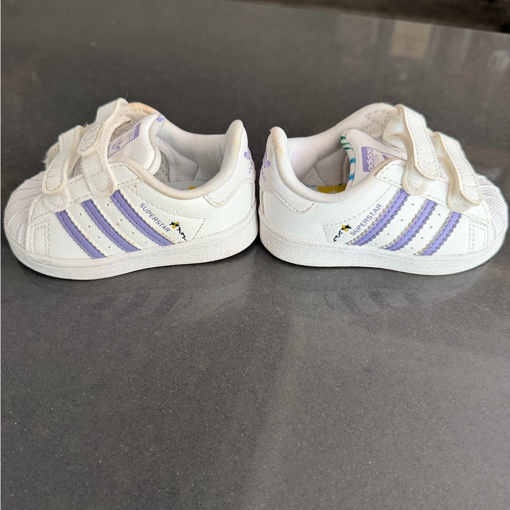 Adidas Kids White and Lavender Sneakers